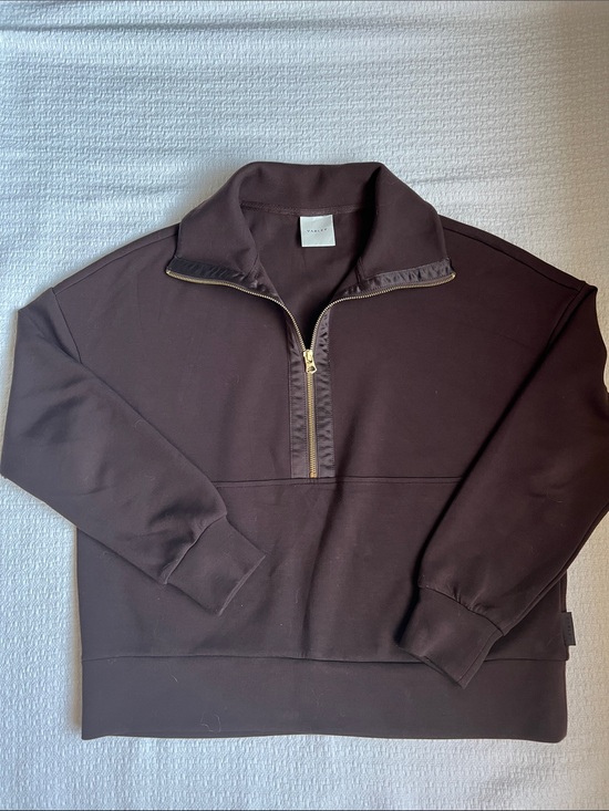 Varley Tops - Varley Keller Half zip Sweatshirt in Deep Brown